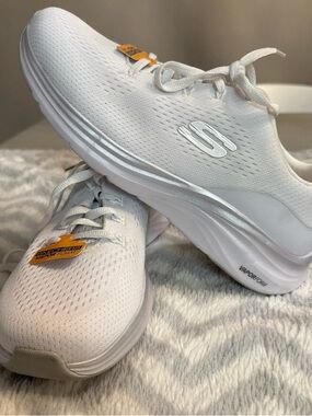 Skechers White Lightweight Slip-On Knit Sneakers